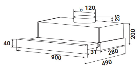 KÍCH THƯỚC MÁY HÚT MÙI ÂM TỦ KAFF KF-TL90H
