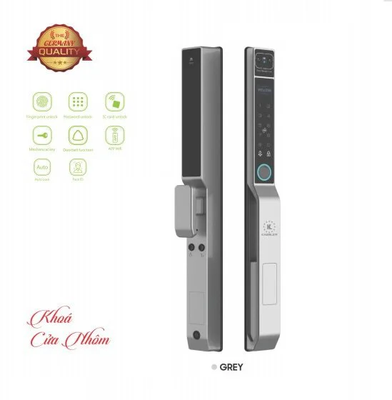 HÌNH ẢNH THỰC TẾ CỦA KHÓA THÔNG MINH CỬA NHÔM KASSLER KL 599 VF GREY APP