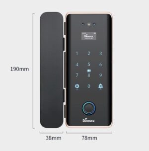 Khóa vân tay cửa kính nhận diện khuôn mặt Demax SL900 G Viền Đồng App Wifi, Face ID 3D của Đức