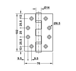 Bản lề lá Hafele chống cháy - 2 vòng bi - 926 98 040 dimd1 457x431 crop center