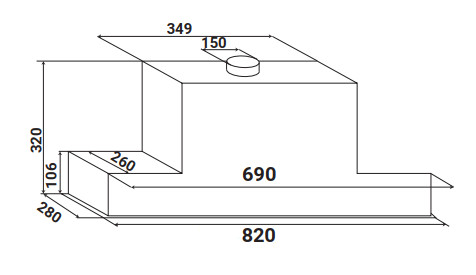 KÍCH THƯỚC MÁY HÚT MÙI ÂM TỦ TOÀN PHẦN KAFF KF-BI80PR