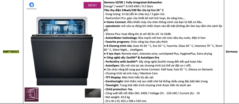 MÁY RỬA BÁT ÂM TOÀN PHẦN SIEMENS SN87TX02CE IQ700