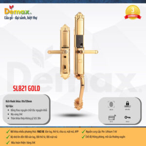 KHÓA VÂN TAY APP WIFI DEMAX SL821 MÀU ĐỒNG