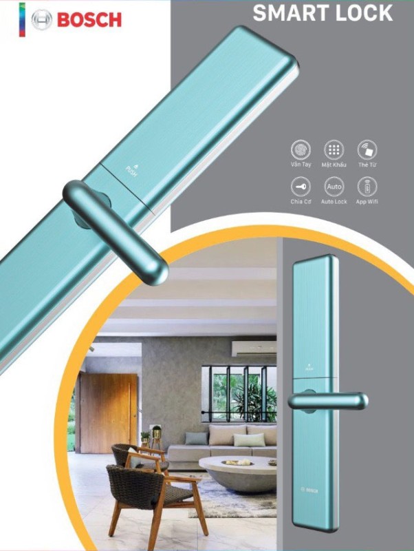 KHÓA CỬA VÂN TAY APP WIFI BOSCH ID80 DE MÀU XANH