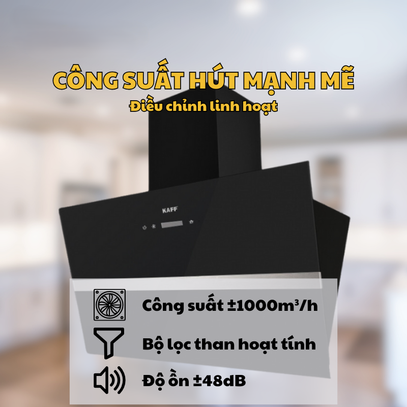 MÁY HÚT MÙI PHẲNG KAFF KF-LUX-AT90FH-BK