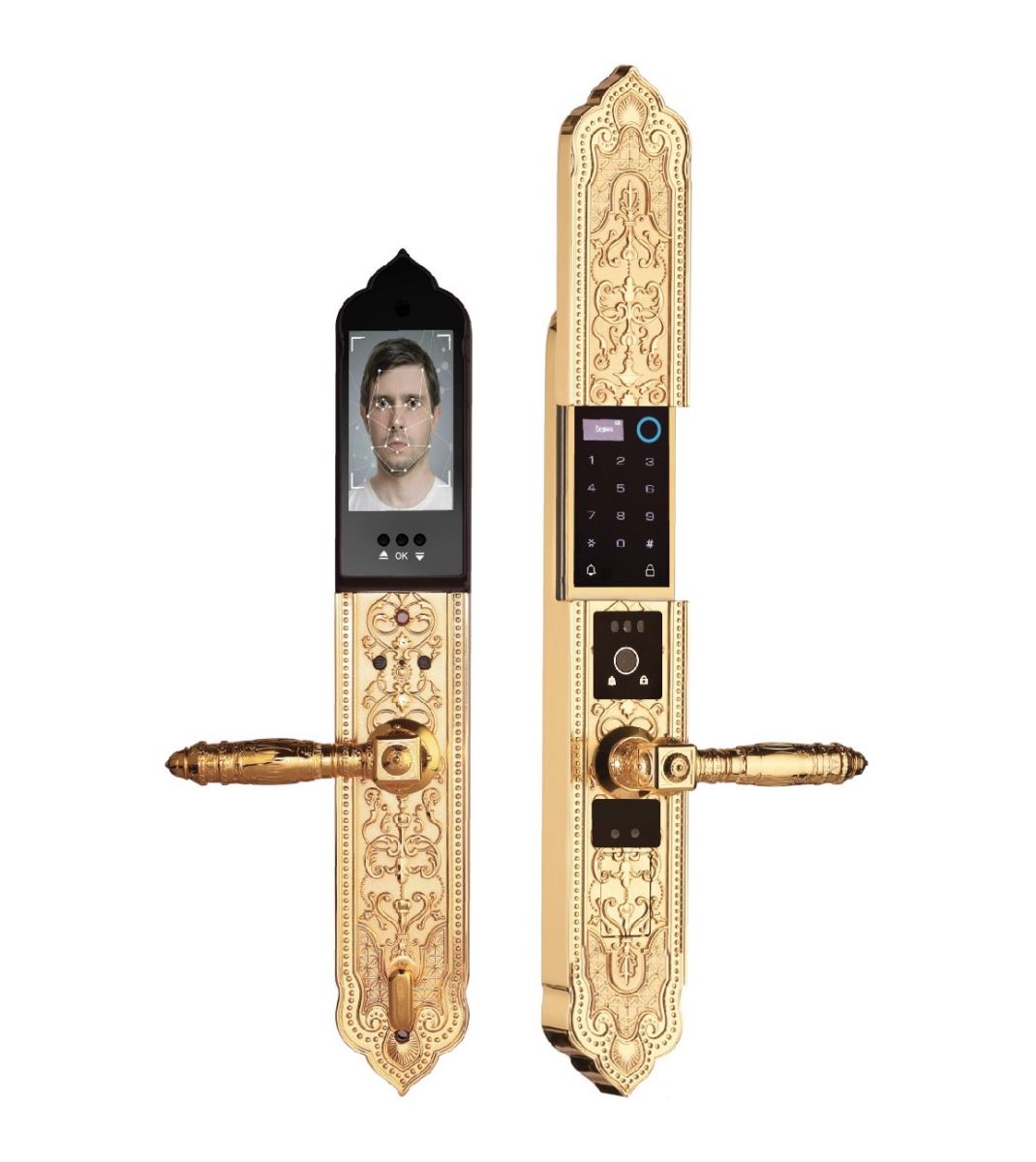 KHÓA CỬA ĐẠI SẢNH FACE ID APP WIFI DEMAX SL9862 VÀNG 24K