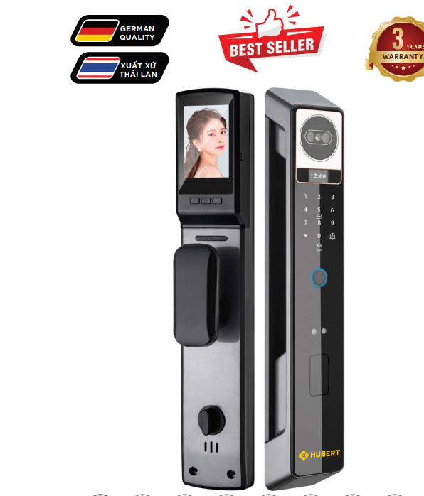 Khóa cửa vân tay Hubert HB CG88 Black Face ID