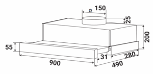 MÁY HÚT MÙI ÂM TỦ CẢM ỨNG KAFF KF-TL900 - kf tl900st