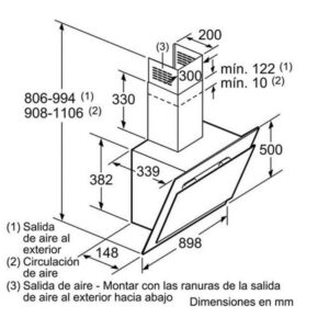 Máy hút mùi treo tường Bosch DWK97IM20 - kich thuoc may hut mui treo tuong bosch dwk97im20
