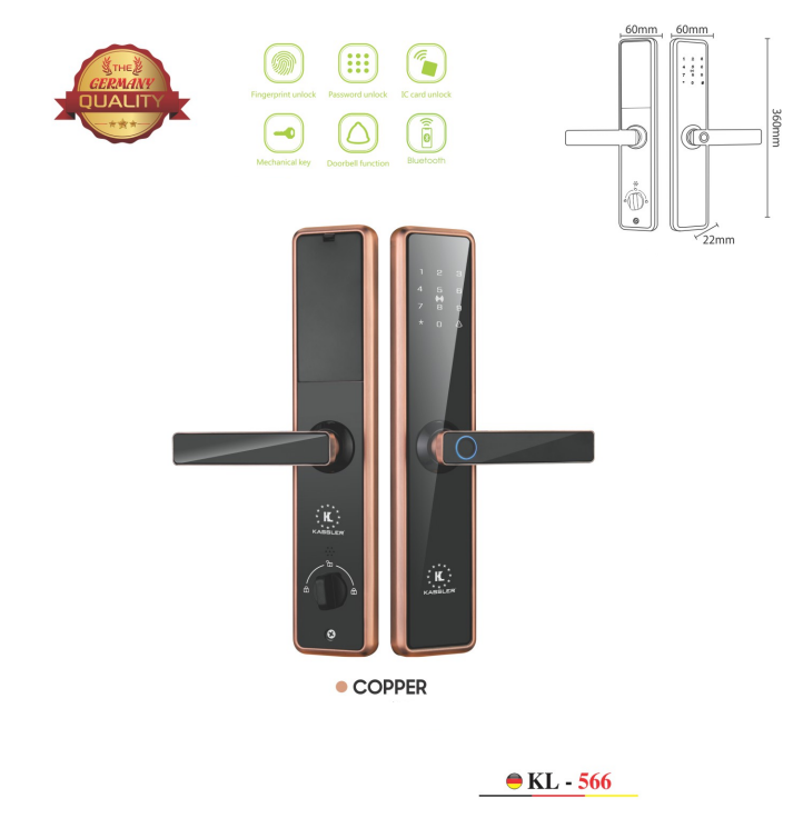 KHOÁ VÂN TAY KASSLER KL 566 COPPER APP