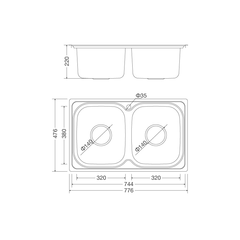 KÍCH THƯỚC CHẬU RỬA CHÉN MALLOCA MS 1001 NEW
