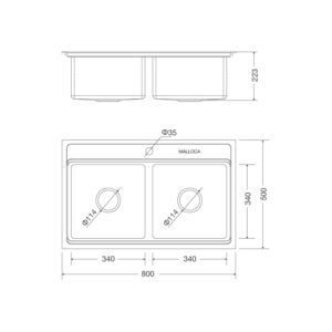 CHẬU RỬA CHÉN MALLOCA MS 8812 - ms 8812