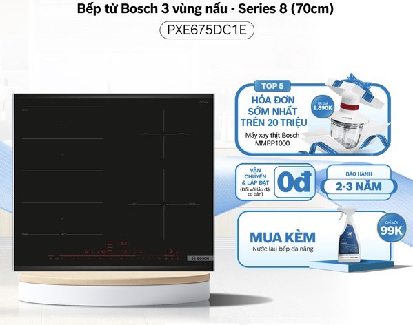 BẾP TỪ 4 VÙNG NẤU BOSCH PXE675DC1E LẮP ÂM SERI 8