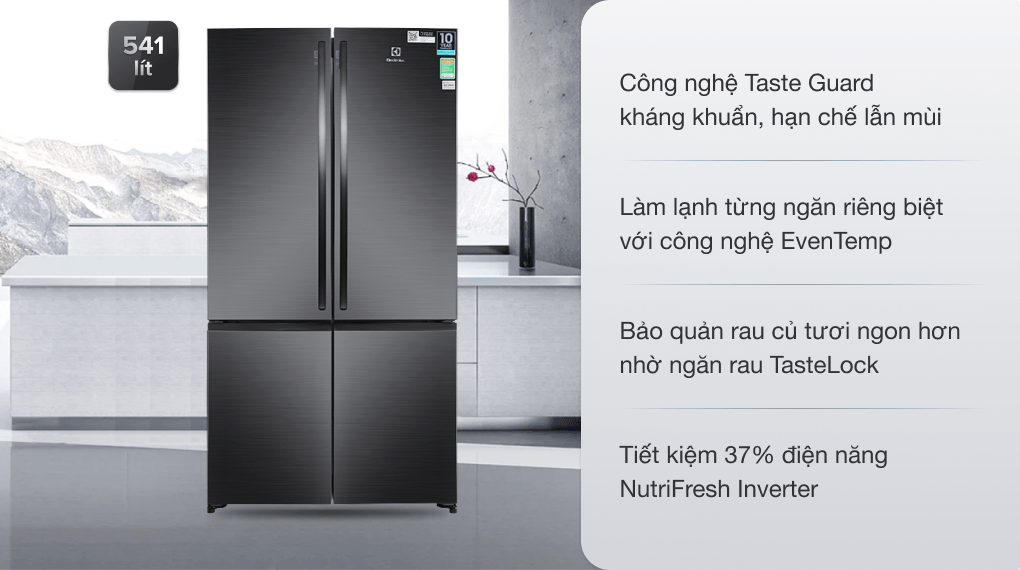 TỦ LẠNH ELECTROLUX 4 CÁNH 541 LÍT EQE6000A-B INVERTER ULTIMATETASTE 700 - XÁM ĐẬM