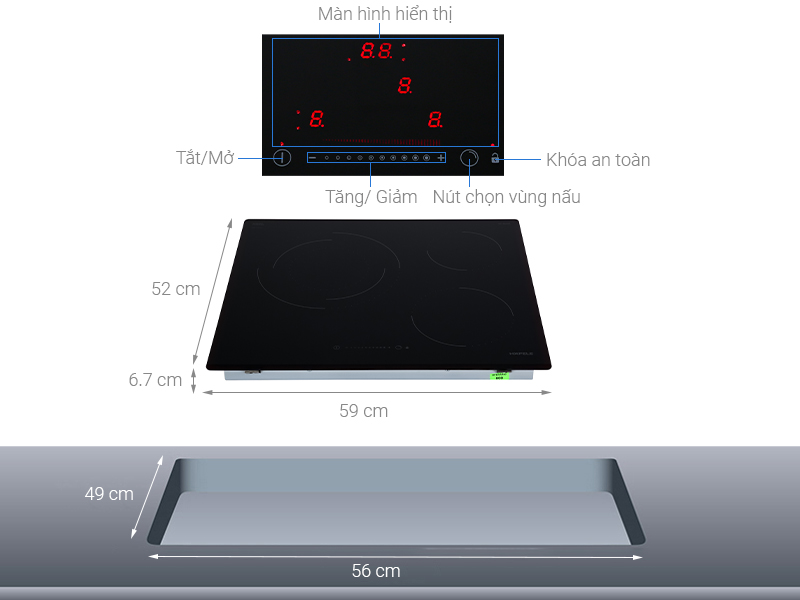BẾP ĐIỆN 3 VÙNG NẤU HAFELE HC-R603D