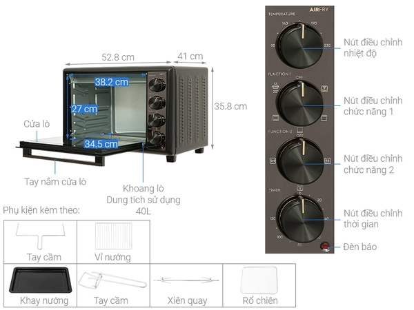 LÒ NƯỚNG ĐỂ BÀN ELECTROLUX EOT4022XFG ULTIMATETASTE 700 40L