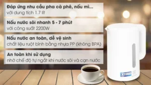 BÌNH ĐUN NƯỚC SIÊU TỐC ELECTROLUX 1.7L E2EK1-100W - Am sieu toc Electrolux E2EK1 100W 2