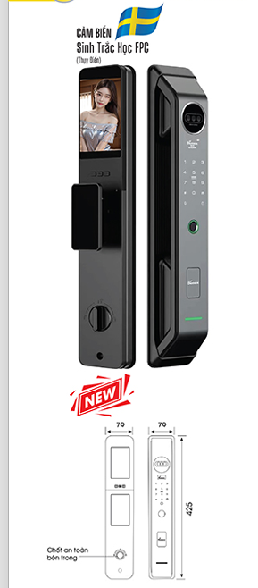 KHÓA CỬA NHẬN DIỆN FACE ID APP WIFI DEMAX SL915 PRO CNC