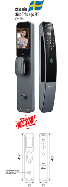KHÓA CỬA NHẬN DIỆN FACE ID APP WIFI DEMAX SL910 GS