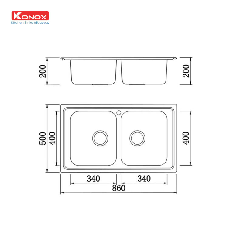 CHẬU RỬA BÁT KONOX EUROPEAN SINK PREMIUM KS8650 2B