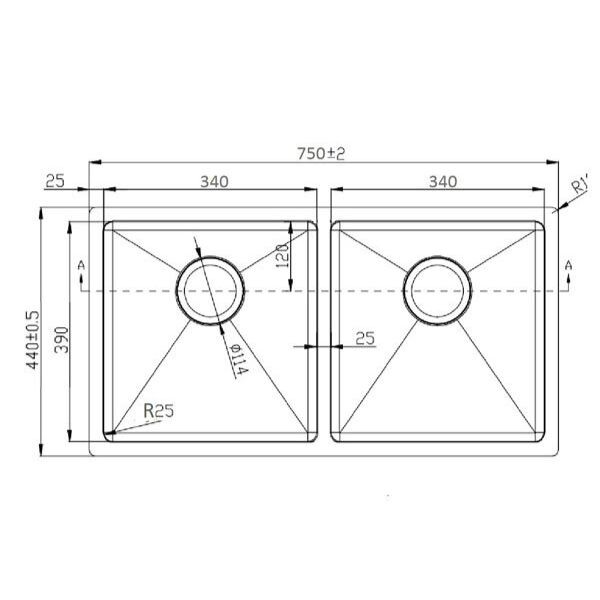 CHẬU RỬA BÁT KONOX UNDERMOUNT SINK CUBE 7544DU