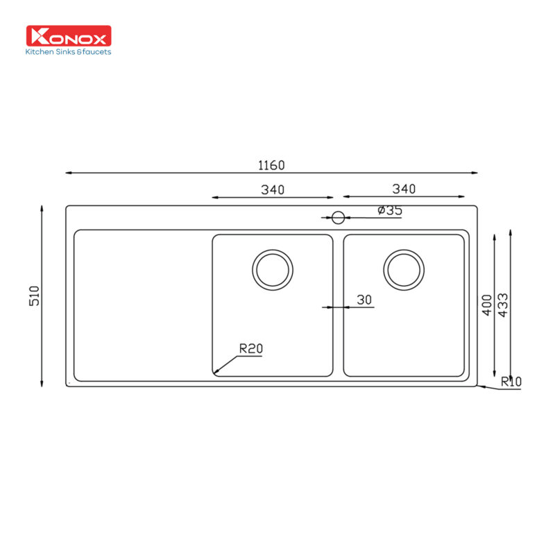 CHẬU RỬA BÁT KONOX TURKEY SINK MIRO 1160