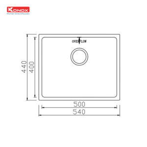 CHẬU RỬA BÁT KONOX UNDERMOUNT SINK CUBE 5444SU - Chau rua bat Undermount Sink Cube 5444SU ban ve