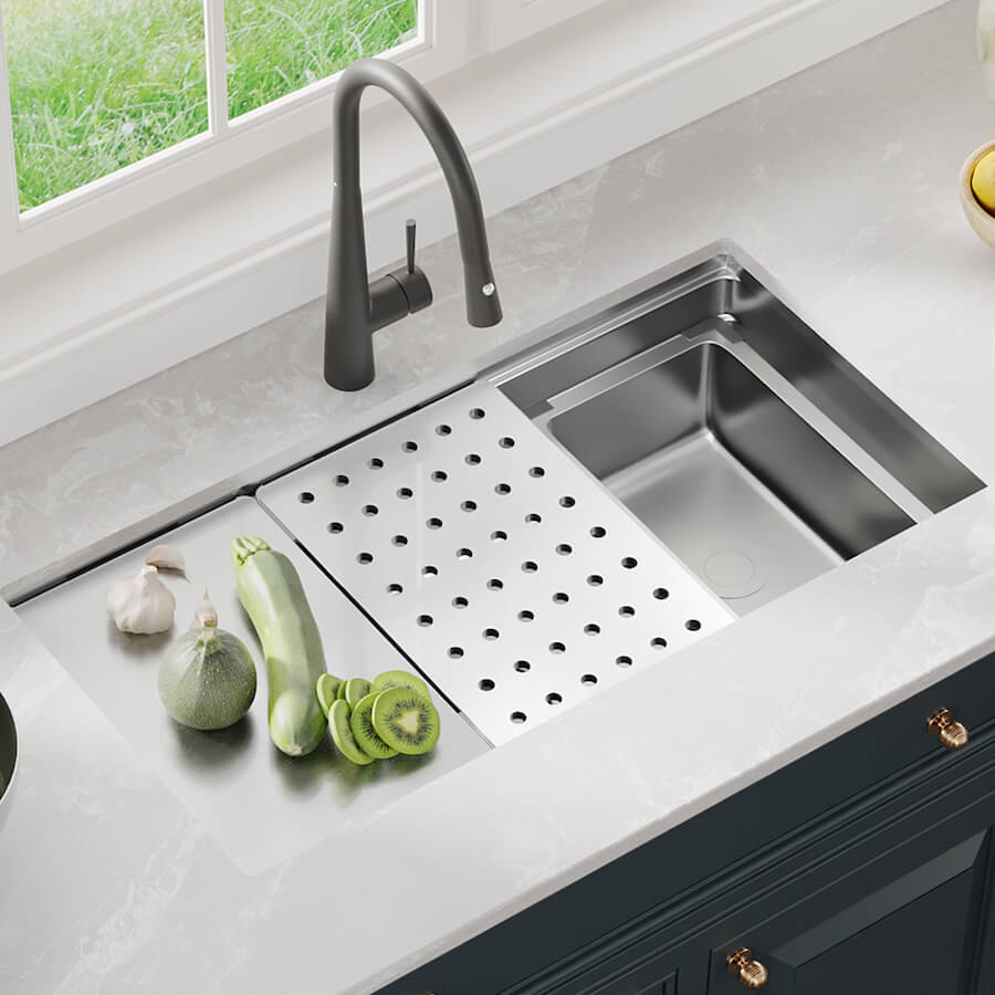 CHẬU RỬA BÁT CHỐNG XƯỚC KONOX WORKSTATION SINK – UNDERMOUNT SINK KN8644SU DEKOR