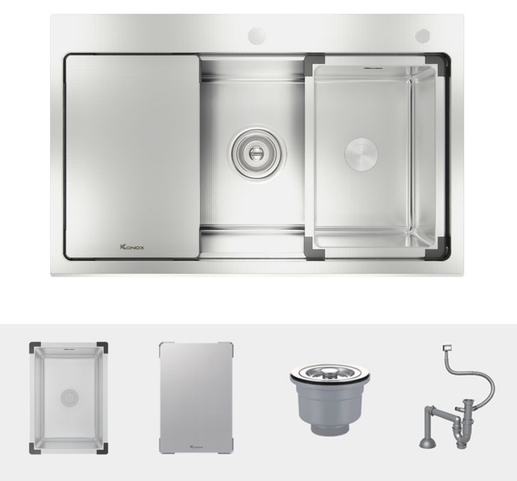 CHẬU RỬA BÁT CHỐNG XƯỚC KONOX WORKSTATION SINK – TOPMOUNT SINK KN8151TS DEKOR