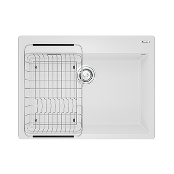 CHẬU RỬA BÁT KONOX GRANITE SINK RUVITA 680 WHITE SILVER