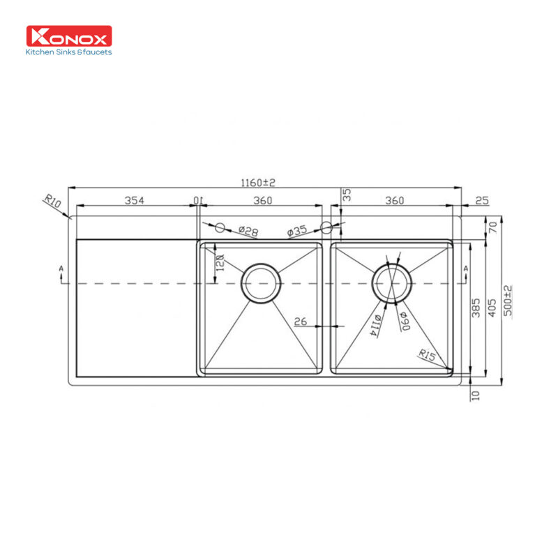 CHẬU RỬA BÁT KONOX WORKSTATION SINK – TOPMOUNT SINK KN11650TD BÀN TRÁI
