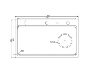 CHẬU RỬA BÁT 1 HỐ CHỐNG XƯỚC KONOX WORKSTATION SINK KN8048TS DEKOR - ban ve ky thuat chau rua bat 1 ho Konox KN8048TS Dekor e1768399732138