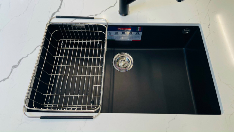 CHẬU RỬA BÁT KONOX GRANITE SINK NAROS 760S BLACK