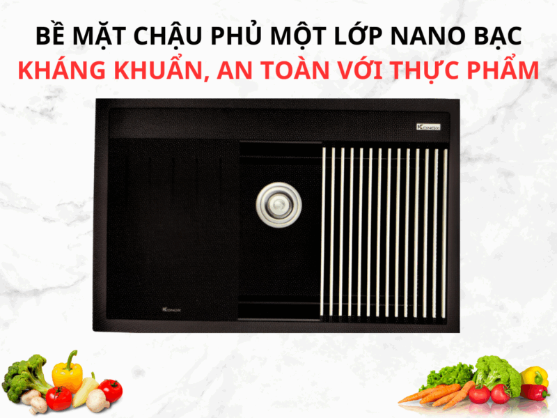 CHẬU RỬA BÁT KONOX ĐÁ GRANITE SINK TERRA 790S BLACK