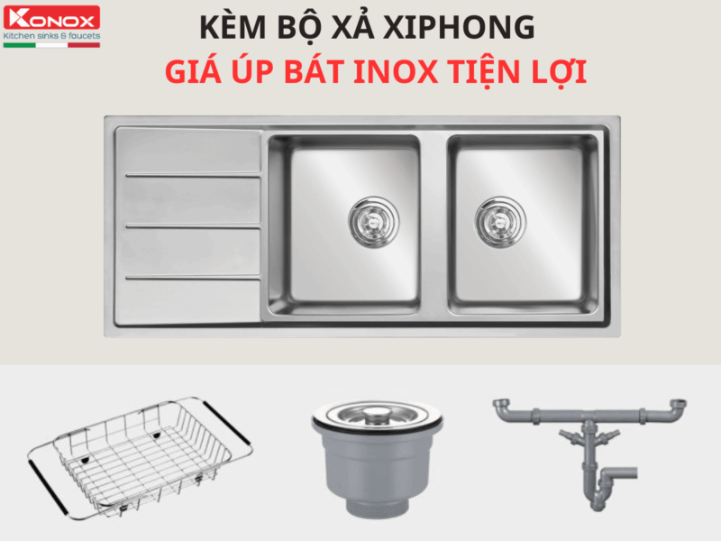 CHẬU RỬA BÁT KONOX TURKEY SINK BETA 1160 BÀN TRÁI
