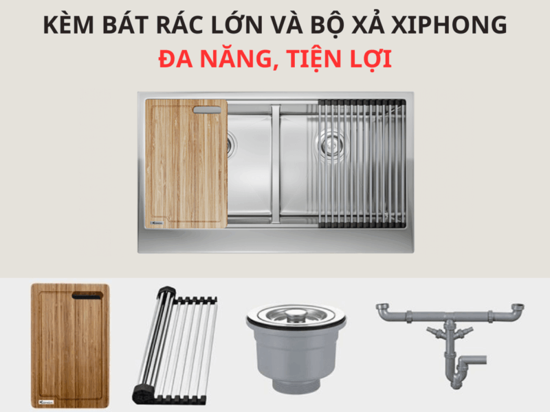 CHẬU RỬA BÁT KONOX WORKSTATION SINK – APRON SINK KN8751DA CURVE