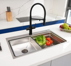 CHẬU RỬA BÁT 1 HỐ CHỐNG XƯỚC KONOX WORKSTATION SINK KN8048TS DEKOR - chau rua bat 1 ho chong xuoc Konox KN8048TS Dekor 3 e1768399724446