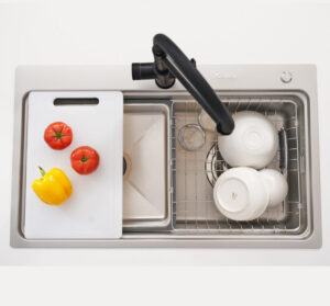 CHẬU RỬA BÁT 1 HỐ CHỐNG XƯỚC KONOX WORKSTATION SINK KN8048TS DEKOR - chau rua bat 1 ho chong xuoc Konox KN8048TS Dekor 4 e1768399712259