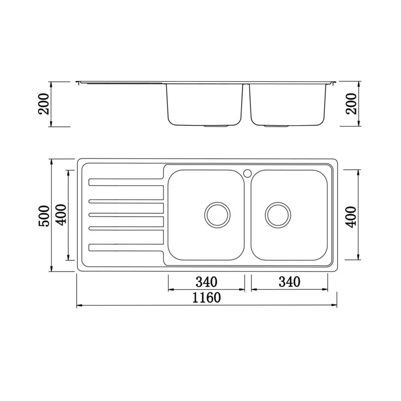 CHẬU RỬA BÁT KONOX EUROPEAN SINK ARTUSI KS11650 1D BÀN TRÁI