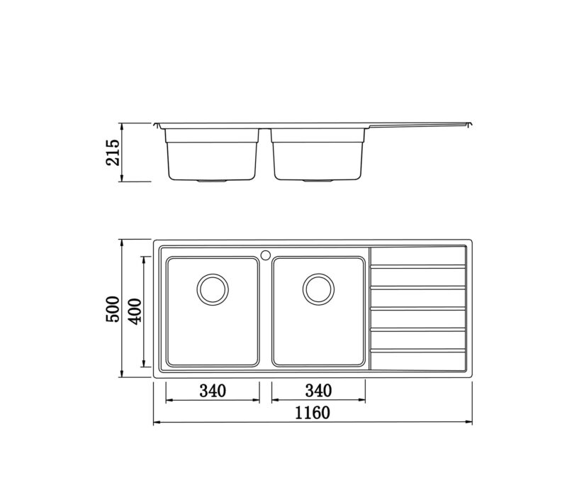 CHẬU RỬA BÁT KONOX EUROPEAN SINK PREMIUM KS11650 2B BÀN PHẢI