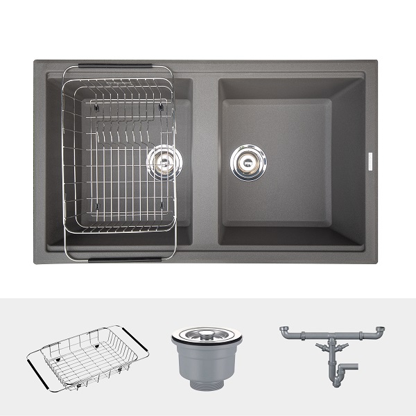 CHẬU RỬA BÁT KONOX GRANITE SINK PHOENIX SMART 860 GREY