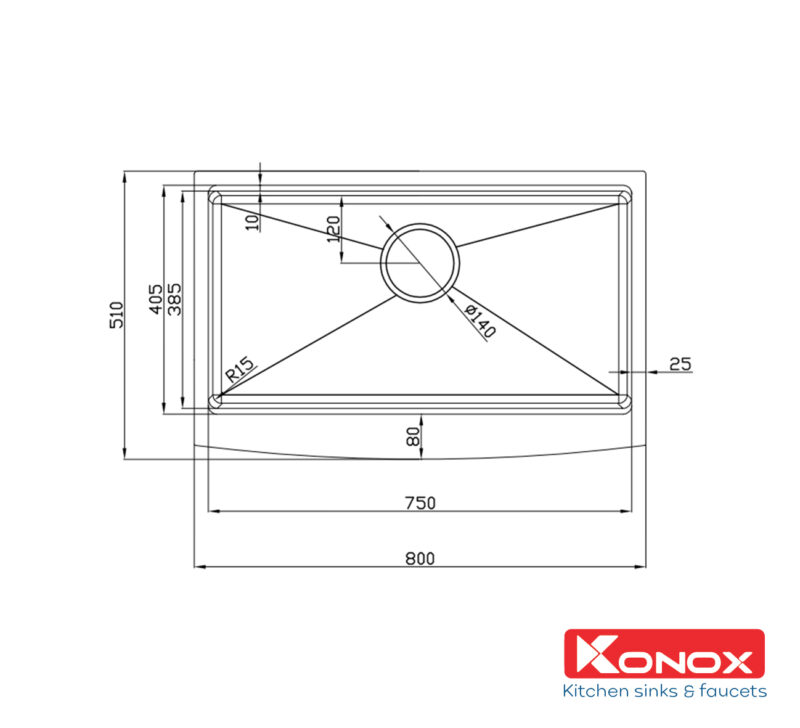 CHẬU RỬA BÁT KONOX WORKSTATION SINK – APRON SINK KN8051AS CURVE