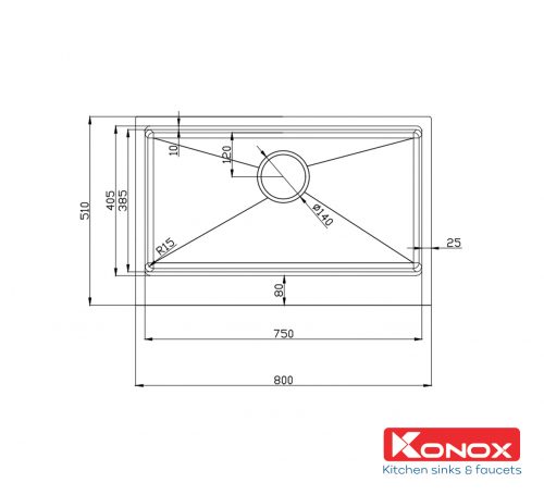 CHẬU RỬA BÁT KONOX WORKSTATION SINK – APRON SINK KN8051AS RETTA