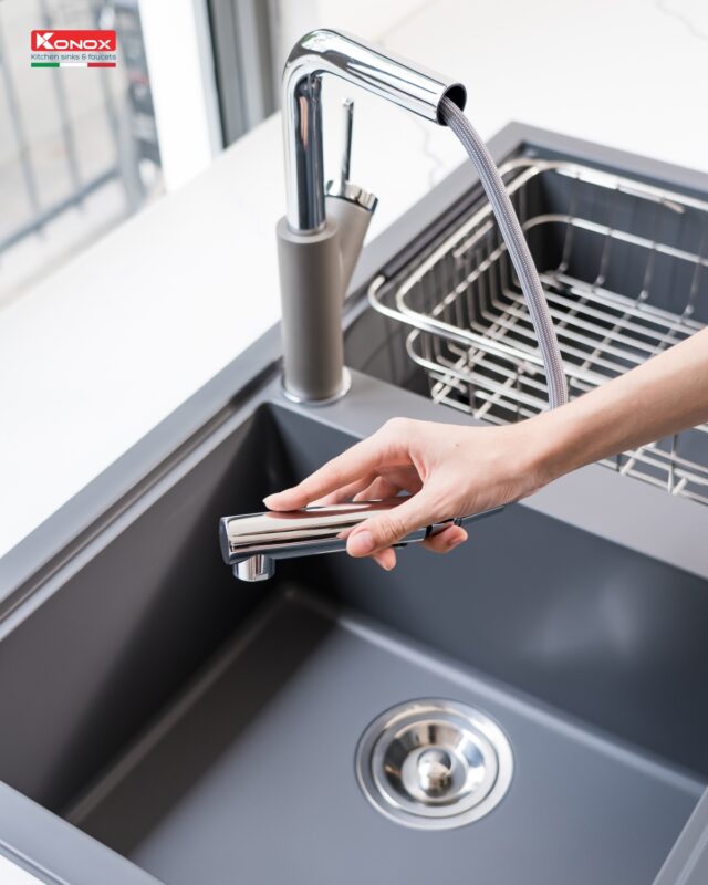 CHẬU RỬA BÁT KONOX GRANITE SINK PHOENIX 860 GREY