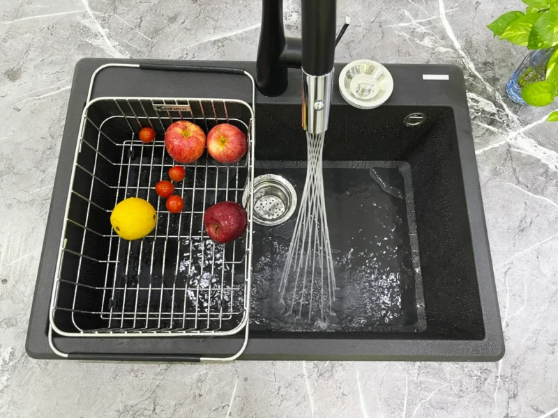 CHẬU RỬA BÁT KONOX GRANITE SINK RUVITA 680 BLACK