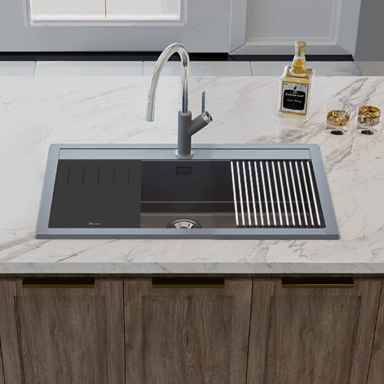 CHẬU RỬA BÁT KONOX ĐÁ GRANITE SINK TERRA 790S BLACK