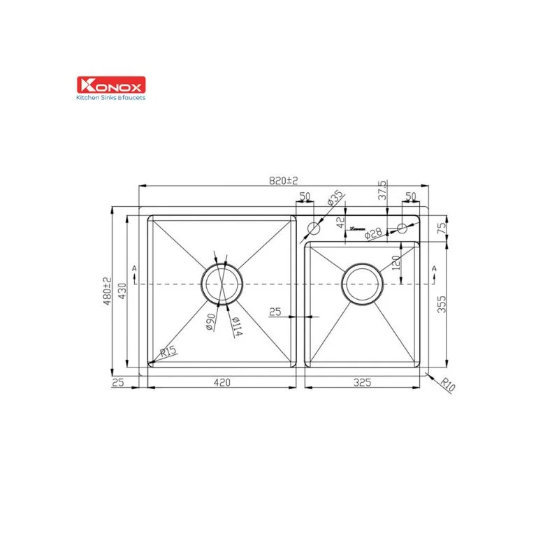 CHẬU RỬA BÁT KONOX OVERMOUNT SINK KN8248DO