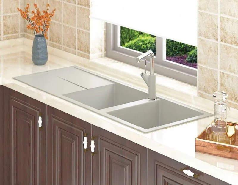 CHẬU RỬA BÁT KONOX GRANITE SINK LIVELLO SMART 1160 WHITE SILVER