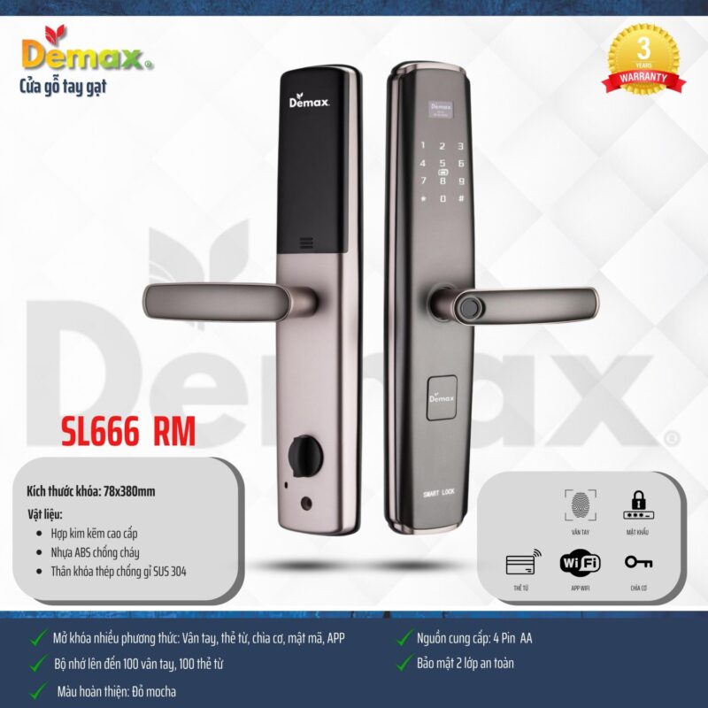 KHÓA VÂN TAY APP WIFI DEMAX SL666 RM