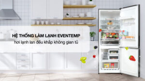 TỦ LẠNH ELECTROLUX NGĂN ĐÁ DƯỚI EBB3462K-H INVERTER ULTIMATETASTE 300 308L MÀU ĐEN BÓNG ( CÓ NGĂN ĐÔNG MỀM) - electrolux ebb3462k h eventemp 1